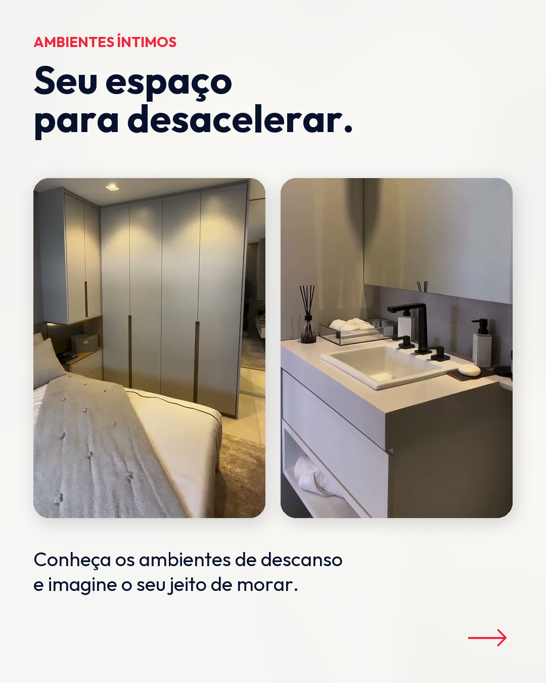 Slide real de imóvel: dormitório e banheiro de um decorado